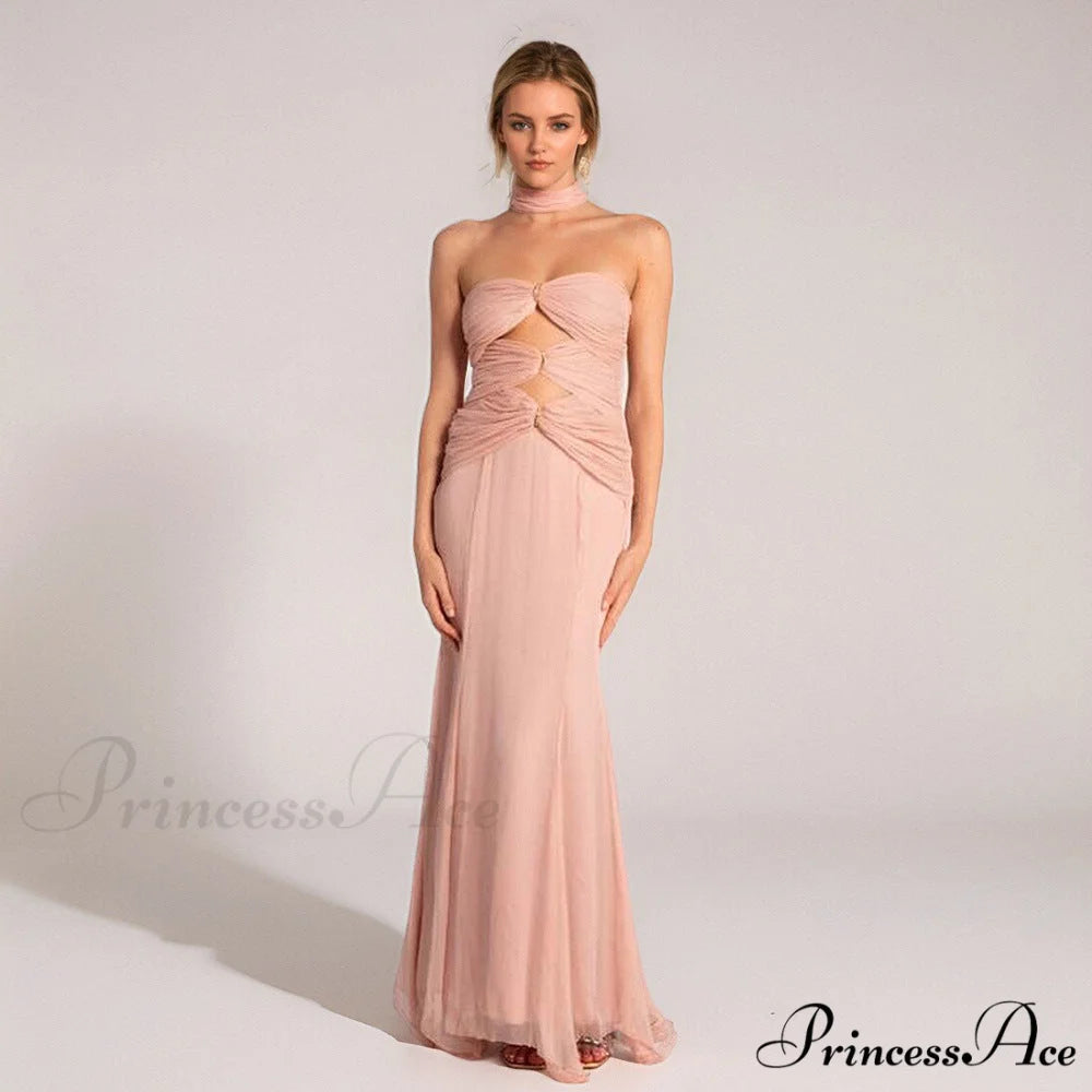 Premature Autumn Fish Tail Hollow Chiffon Prom Dress promdress-250223