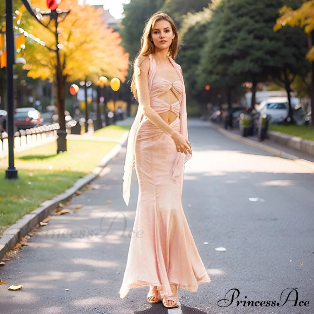 Premature Autumn Fish Tail Hollow Chiffon Prom Dress promdress-250223