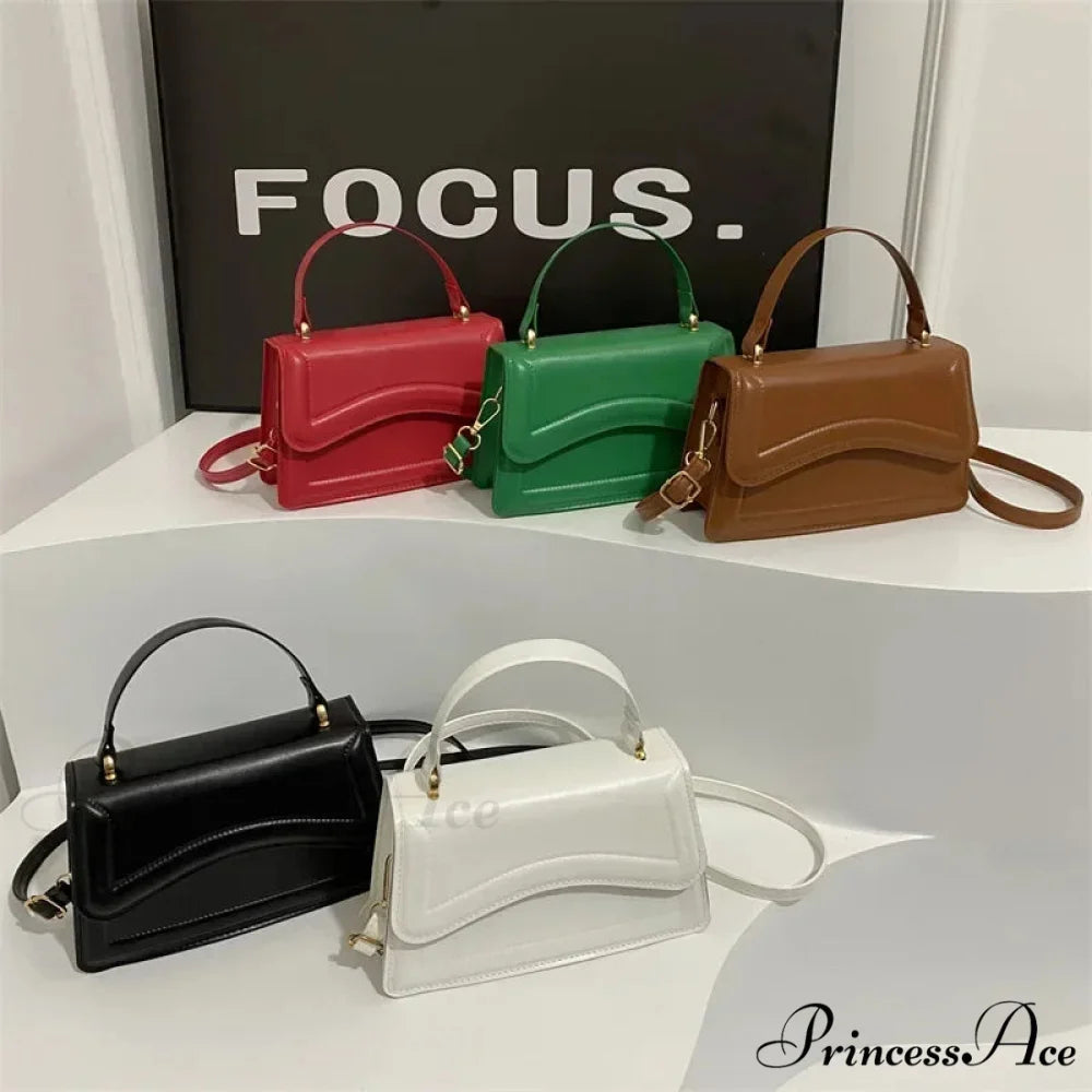 Premium PU Leather Monochrome Crossbody Purse handbag-250126