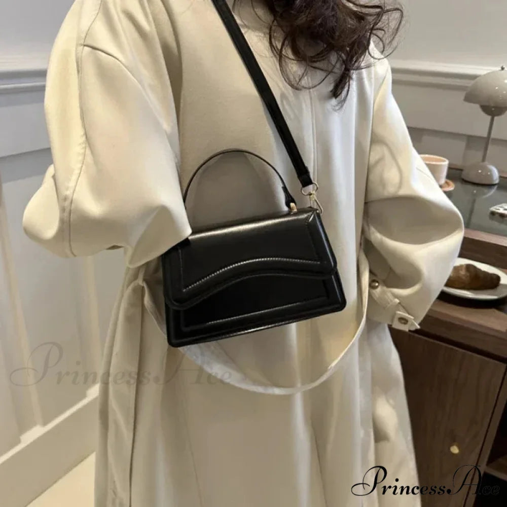 Premium PU Leather Monochrome Crossbody Purse handbag-250126