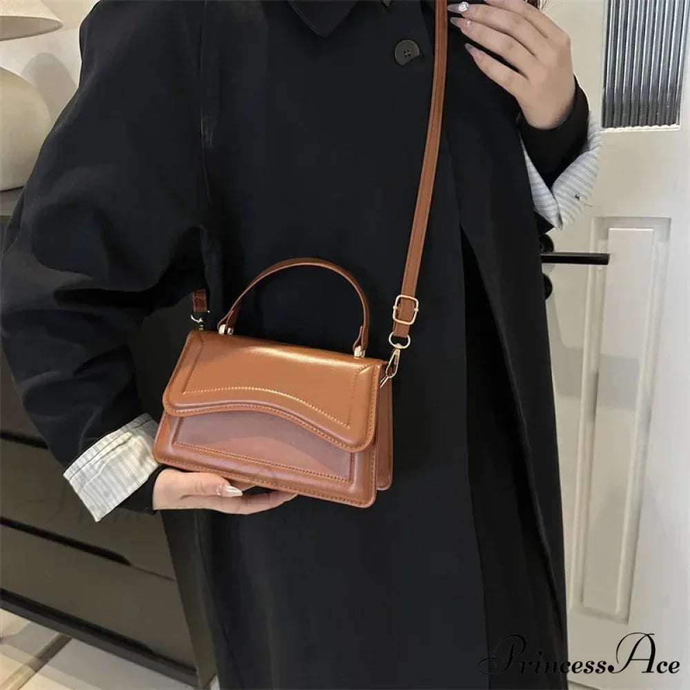 Premium PU Leather Monochrome Crossbody Purse handbag-250126