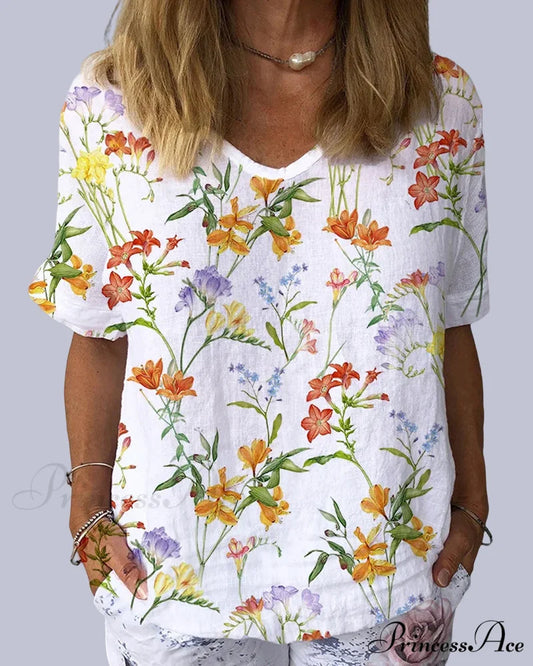 print with Flowered tee short sleeves
