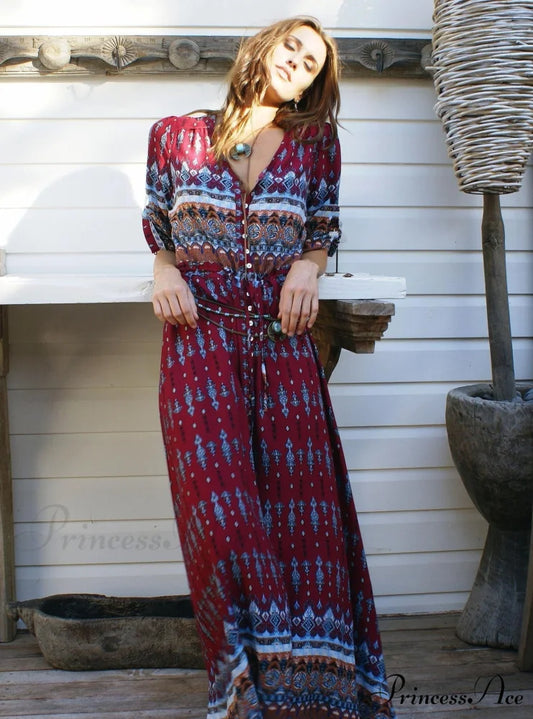 Printed Beach Holiday Dress S / Green