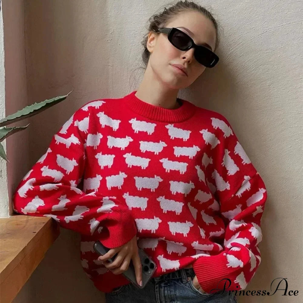 Printed Circular Neck Informal Extended Sleeve Jumper swraters-241228