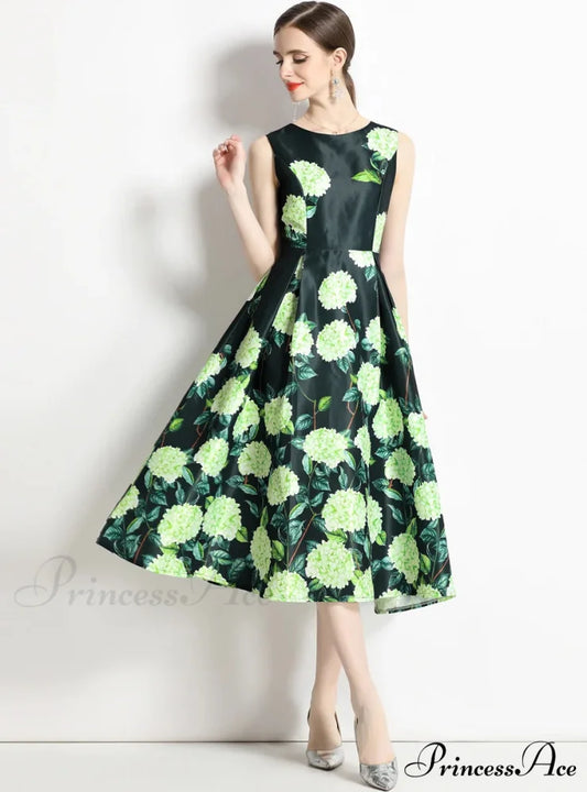 PRINTED SLEEVELESS DRESS FOR WOMEN
