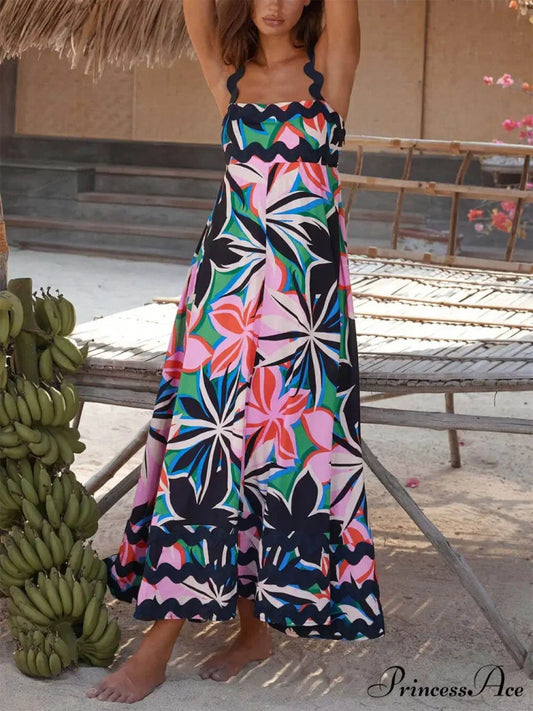 Printed Suspender Stylish Maxi Dress