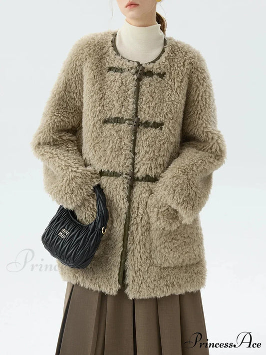 Professional Woman Single Garment Sheep Jacket Light Green / XS coats-241228