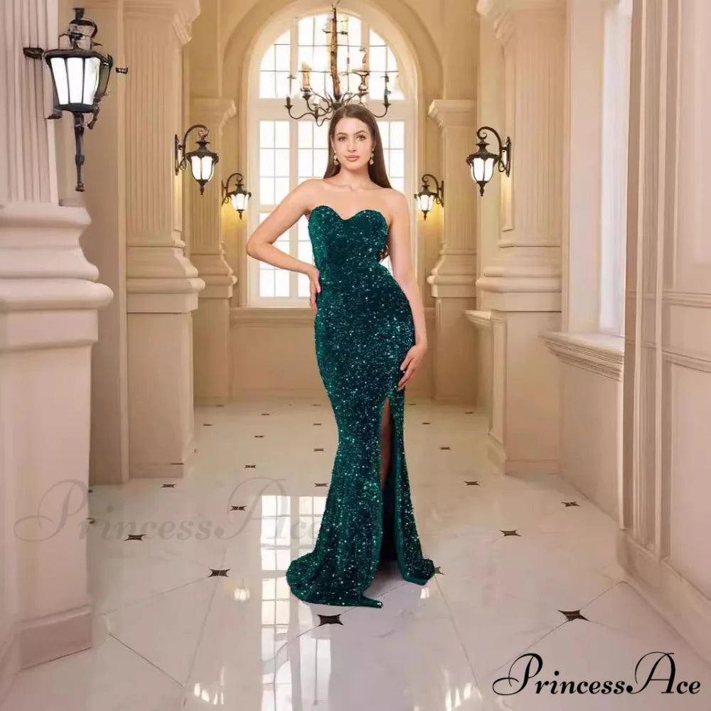 Profound Plunging Neckline Sparkling Evening Prom Gown promdress-250223