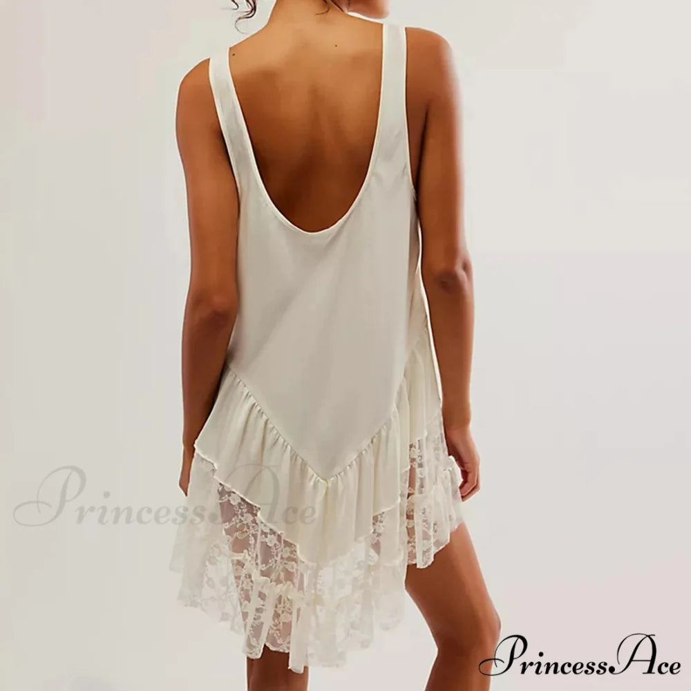 Profound U-Shaped Frilled Short Dress minidress-250223