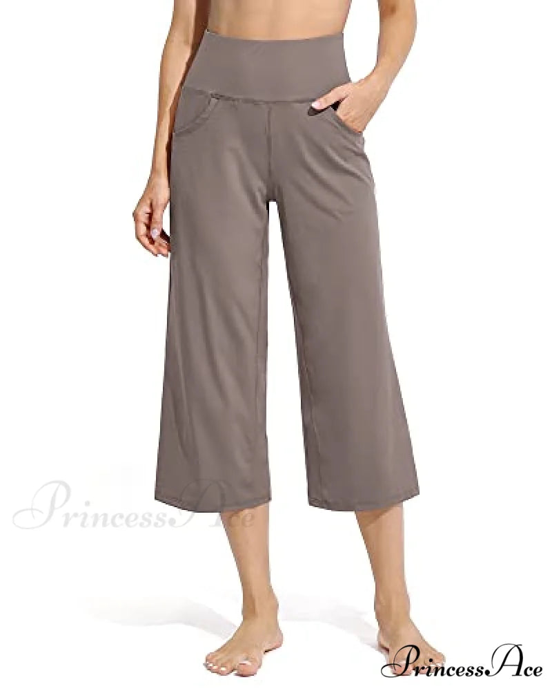Promover Women’s Capri Pants Wide Leg Yoga Crop Pants