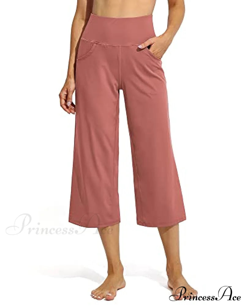 Promover Women’s Capri Pants Wide Leg Yoga Crop Pants