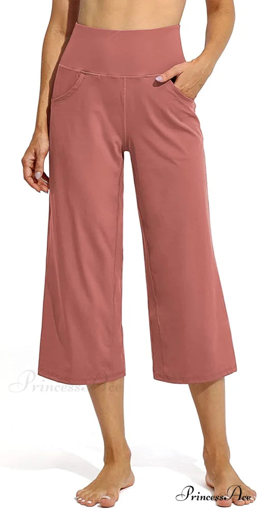 Promover Women’s Capri Pants Wide Leg Yoga Crop Pants