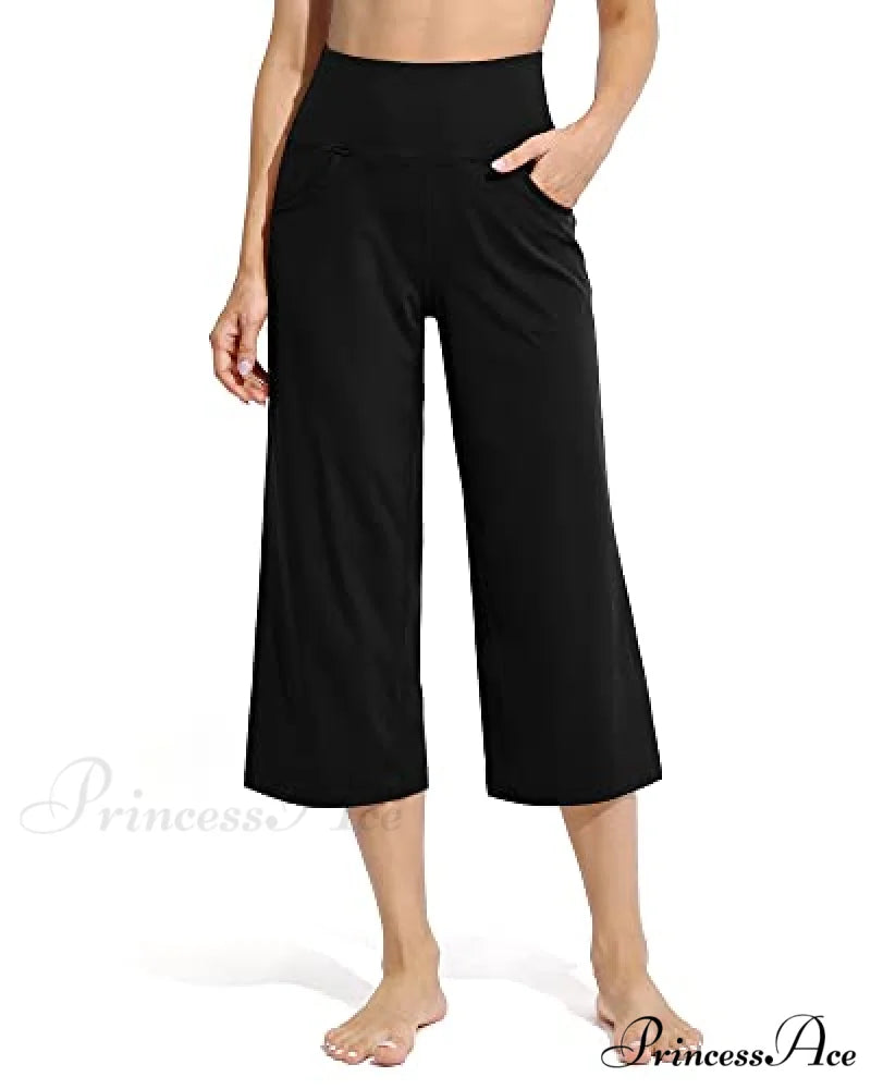 Promover Women’s Capri Pants Wide Leg Yoga Crop Pants