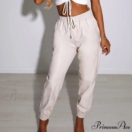 PU Leather Fashion Elegant Office Pants