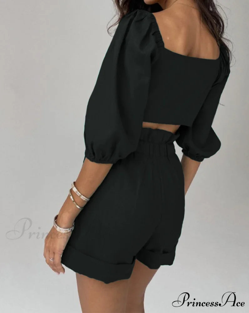 Puff Top Set and Arm with Shorts Cutout