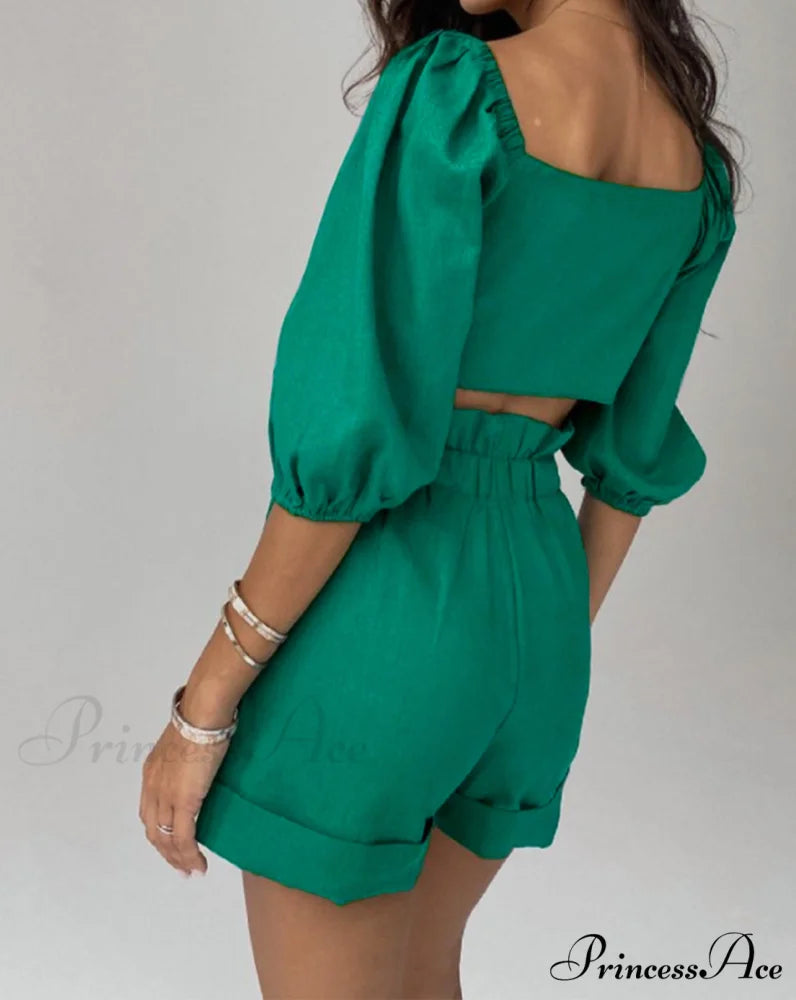 Puff Top Set and Arm with Shorts Cutout