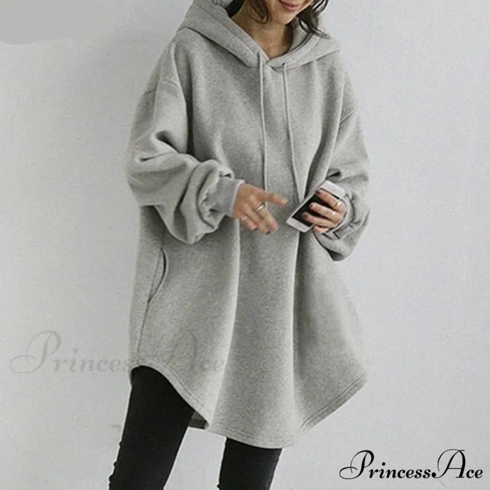 O-neck Hoodies Women Winter Autumn Pullover Sweatshirt Female Pure Color Loose Tracksuit