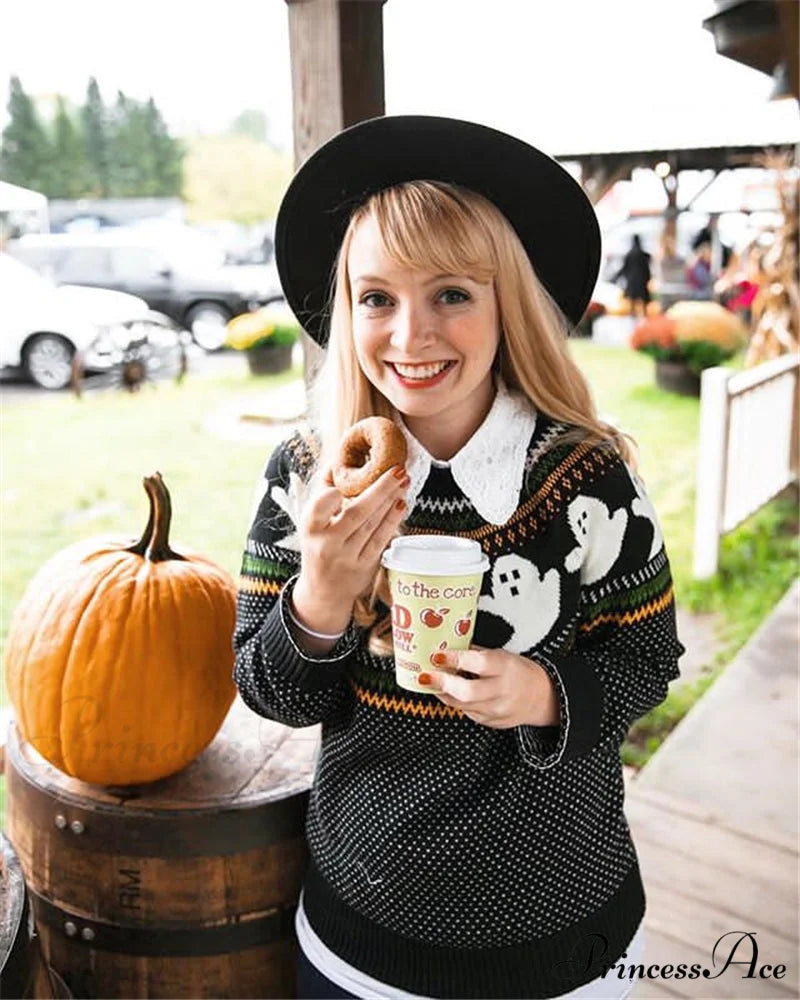 Pumpkin Knitted Pullovers Sweaters