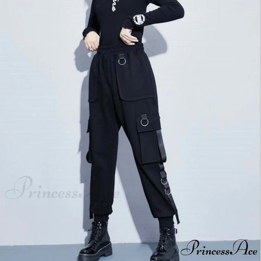 Punk Black Female Joggers Cargo Pants