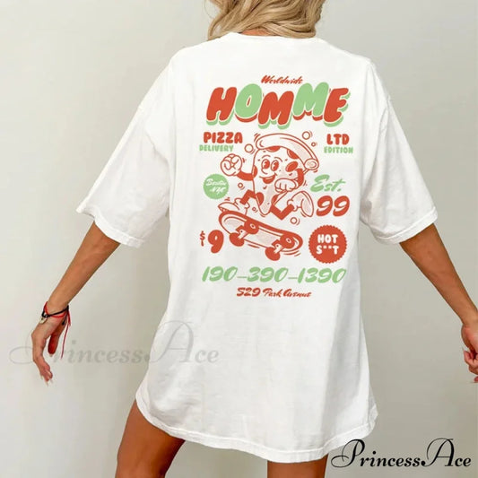 Rap Pizza Rear Print T-shirt WHITE / S t-shirt-250223