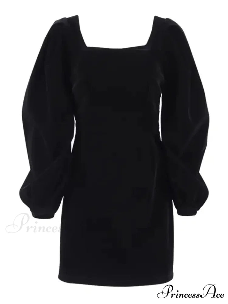 RAYA Elegant MINI DRESS Black / L