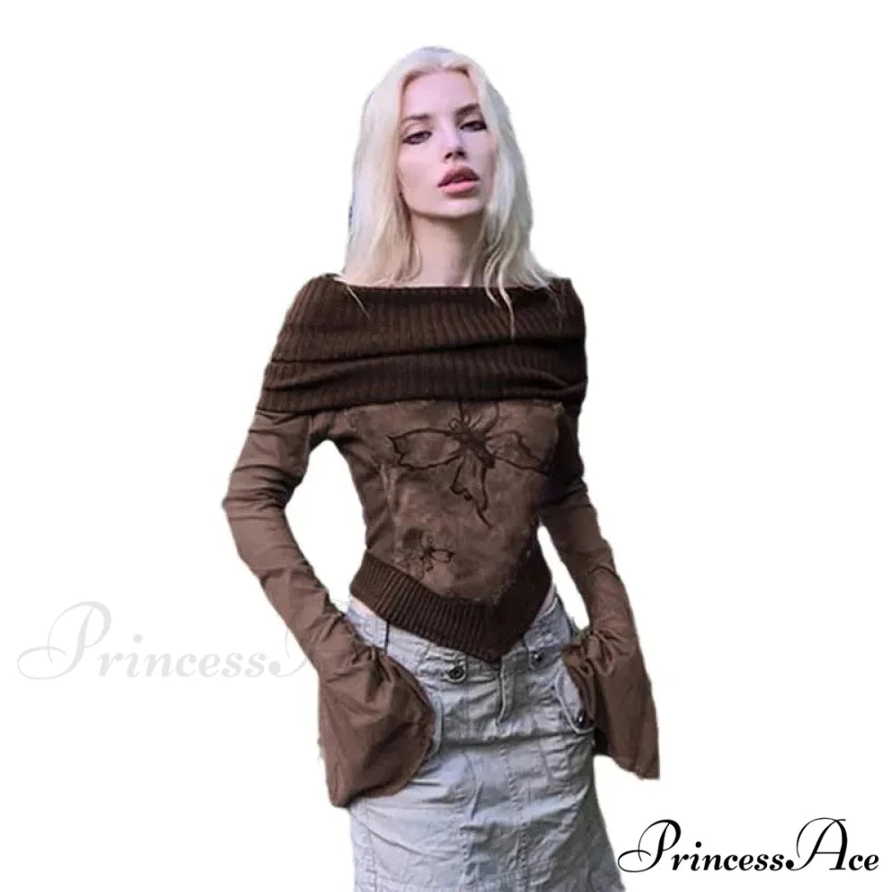 Rebellious Attractive T-shirt Bell Sleeve Jumper swraters-241228