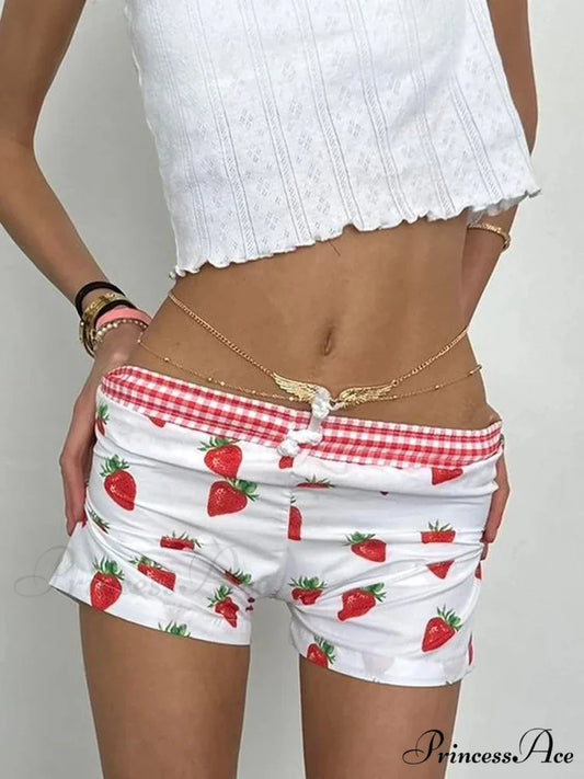 Red Berry Pattern Cotton Sweatshort short-250223