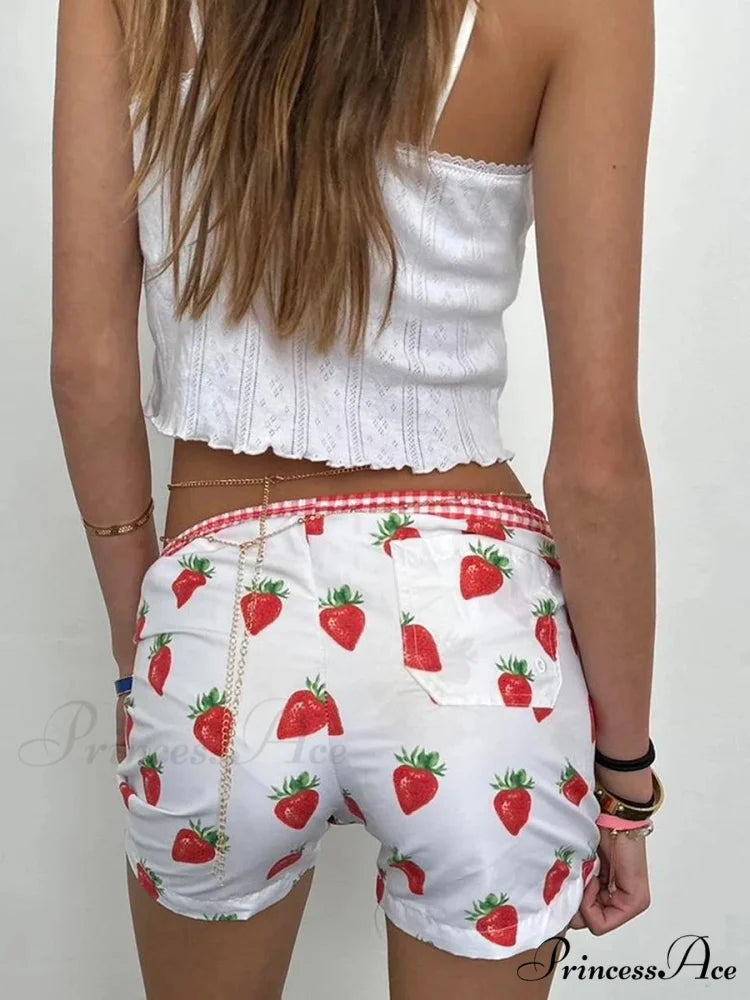 Red Berry Pattern Cotton Sweatshort short-250223