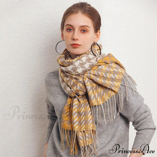 Red Plaid Cashmere Korean Style Fashion Warmer Hijab Pashmina Scarf for Women