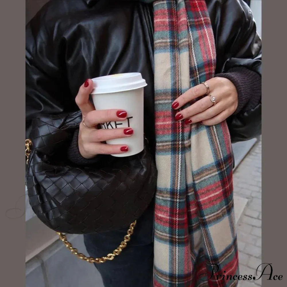 Red Plaid Vintage Classic Scarf for Women Red Plaid / 190X65cm