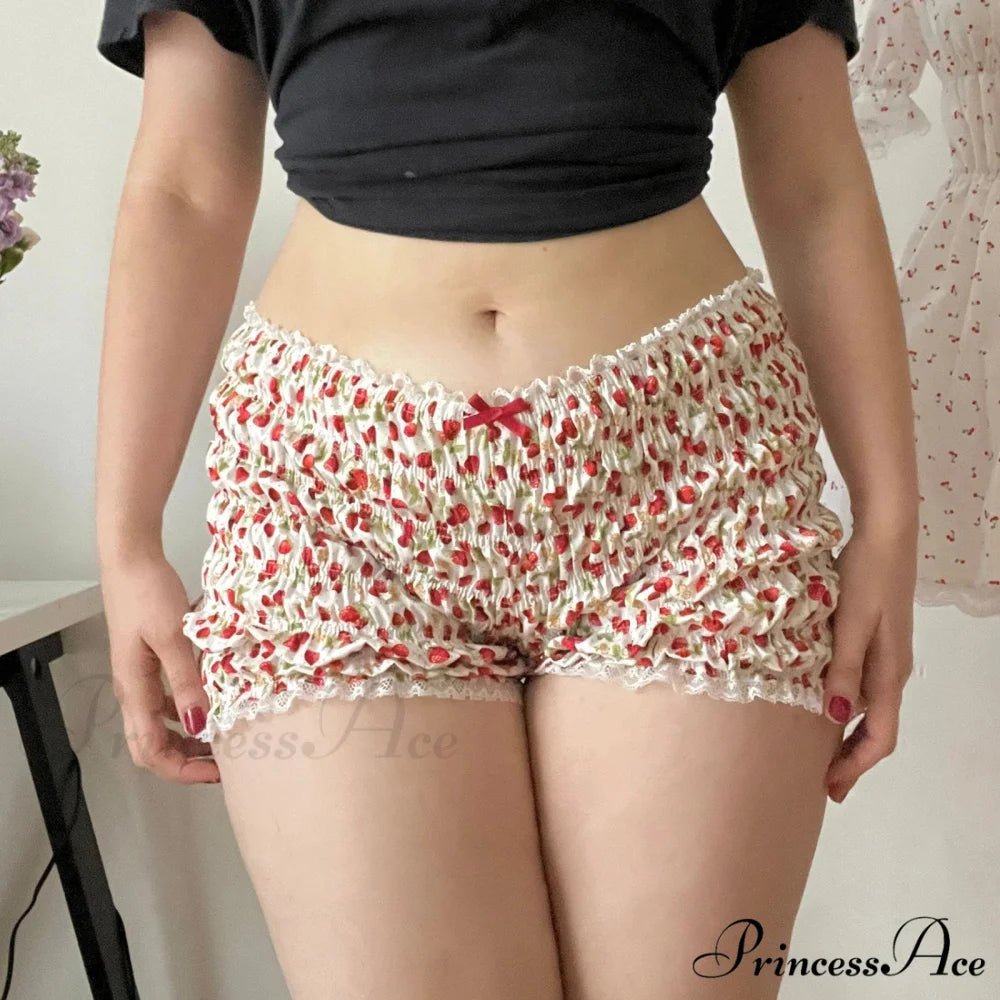 Red Print Frilly Bloomer Short pink / S short-250223