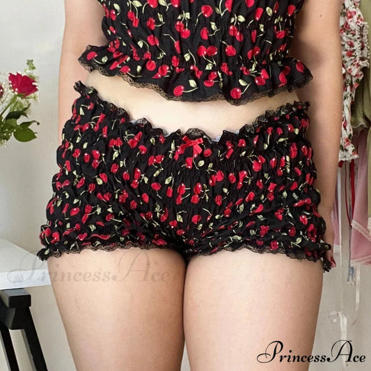 Red Print Frilly Bloomer Short red / S short-250223