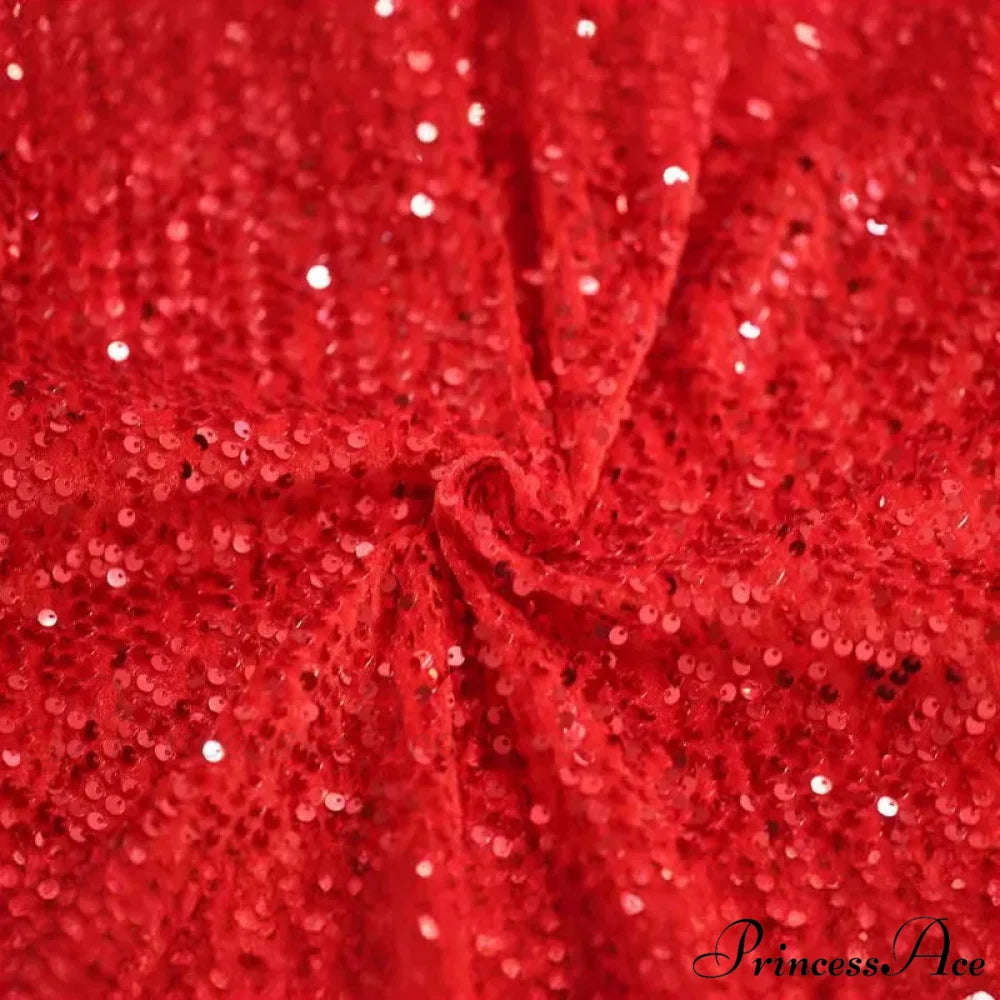 Red Sequins Bodycon Maxi Evening Party Dress with Hollow Detail