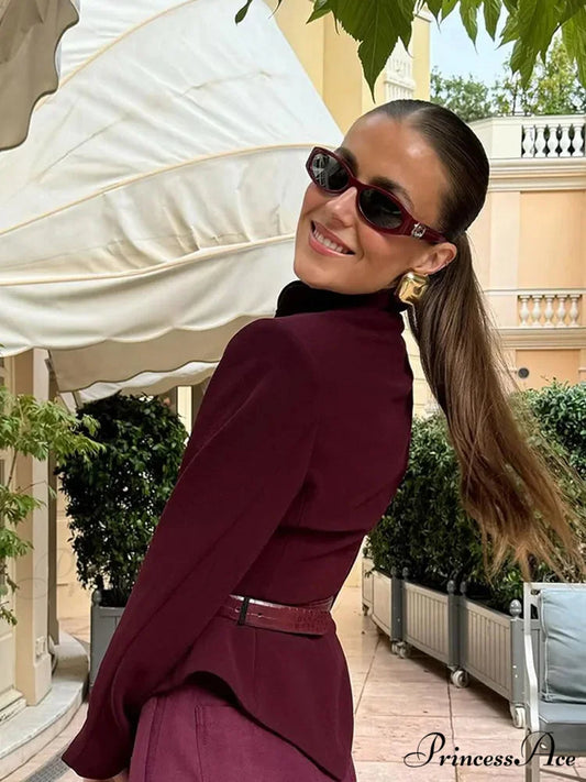 Reddish Stand Collar Trim Short Coat coats-241228