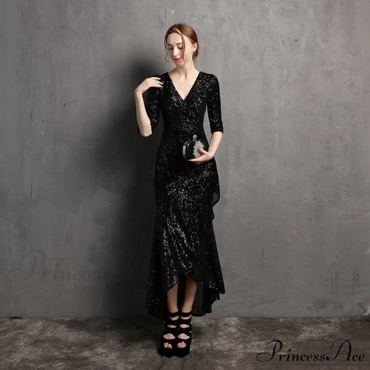 Rehami Sequin Stylish Mermaid Dress BLACK / XS