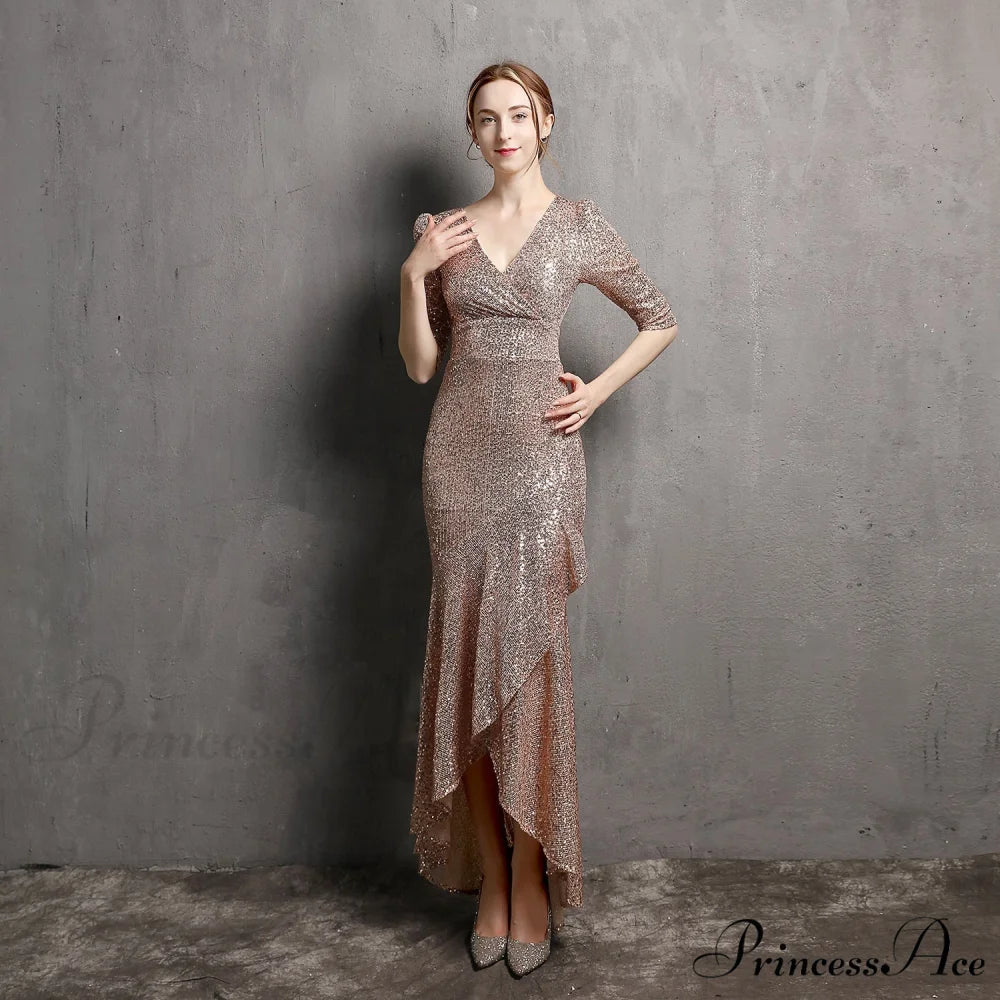 Rehami Sequin Stylish Mermaid Dress GOLD / XS