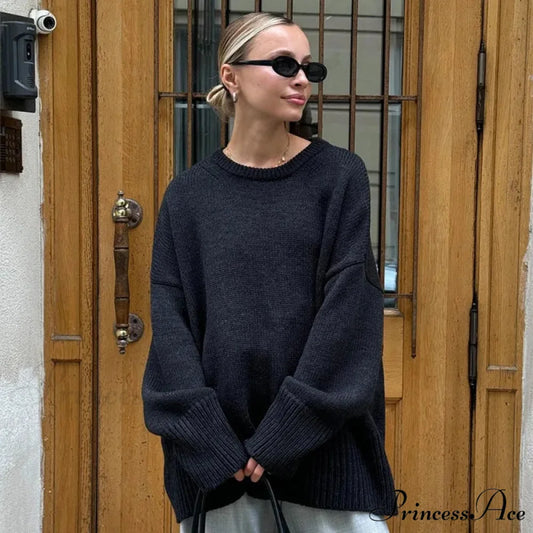 Relaxed O-neck Informal Urban Sweater Black / S swraters-241228