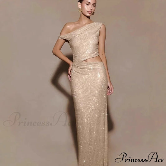 Remove Rhinestone Halter Slit Prom Dress nude / XS promdress-250223