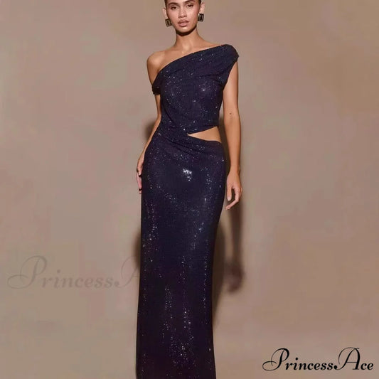 Remove Rhinestone Halter Slit Prom Dress promdress-250223