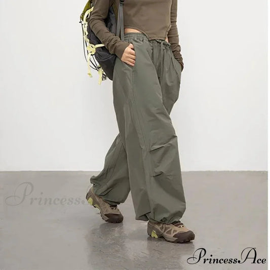 Retro 2000s Harajuku Parachute Trousers pants-241228