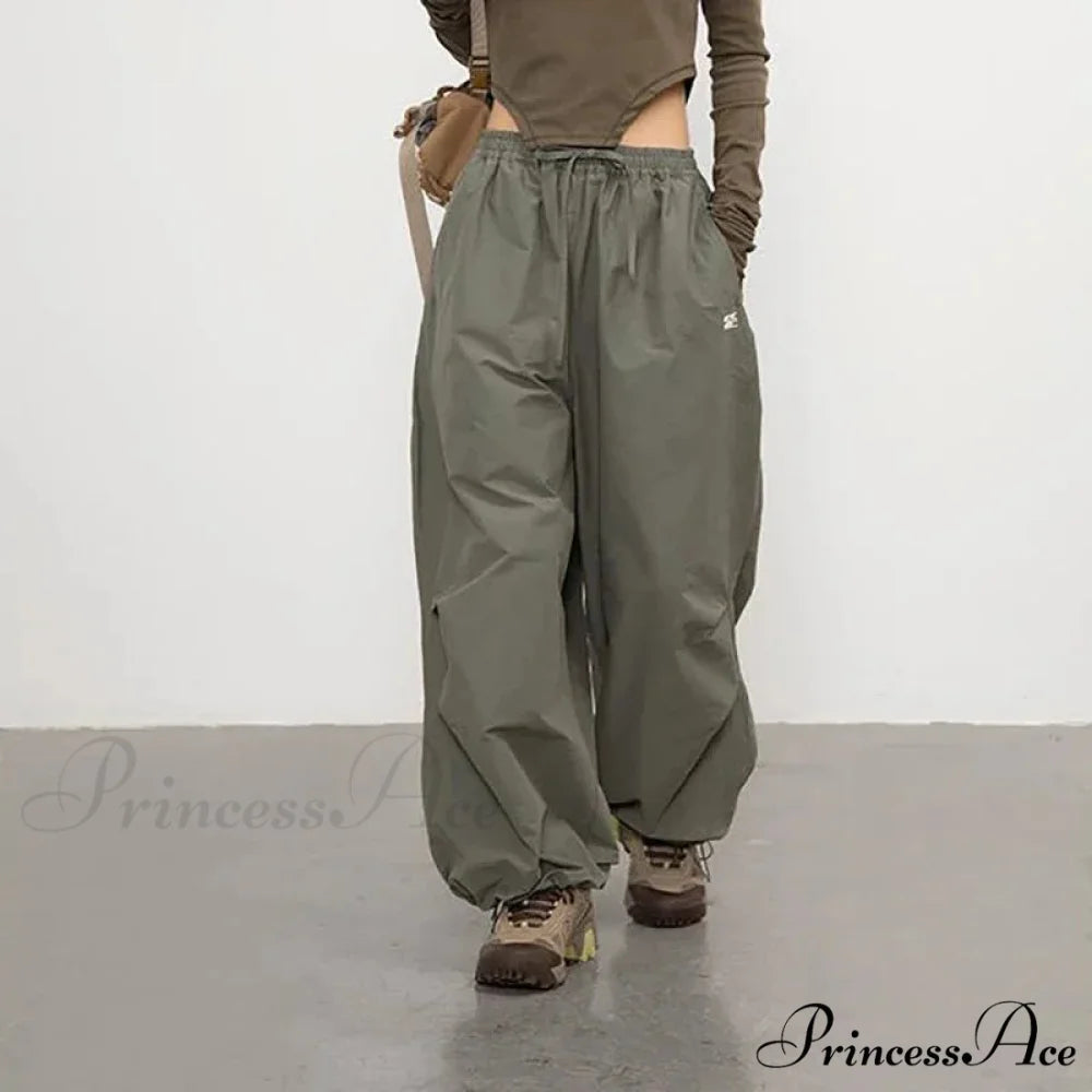 Retro 2000s Harajuku Parachute Trousers pants-241228