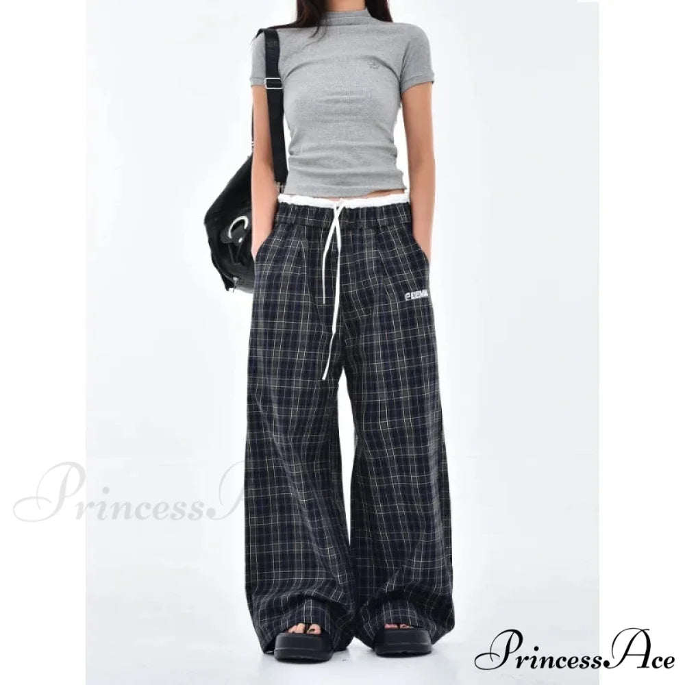 Retro 2000s Tartan Women Sweatpants Trousers pants-241228