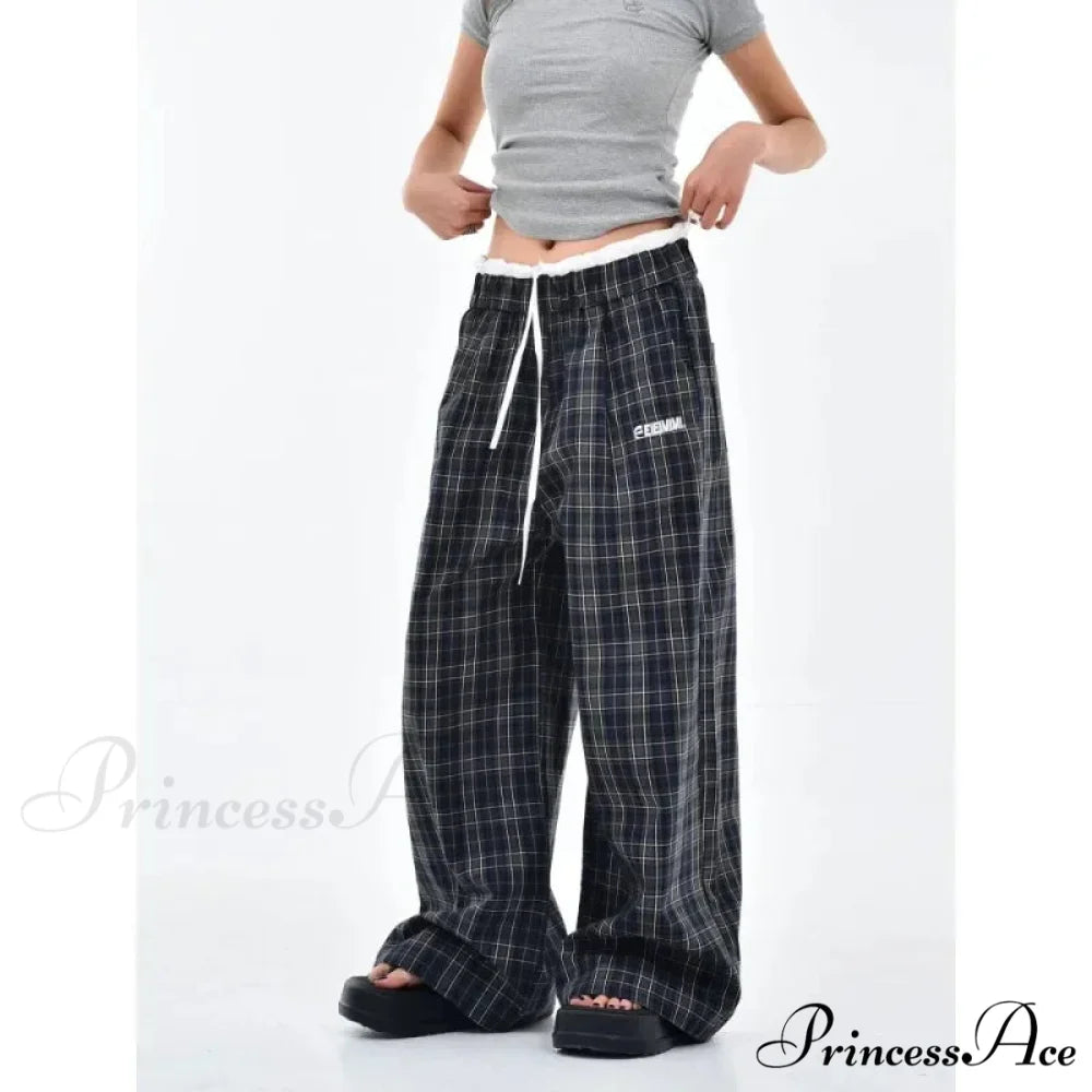 Retro 2000s Tartan Women Sweatpants Trousers pants-241228
