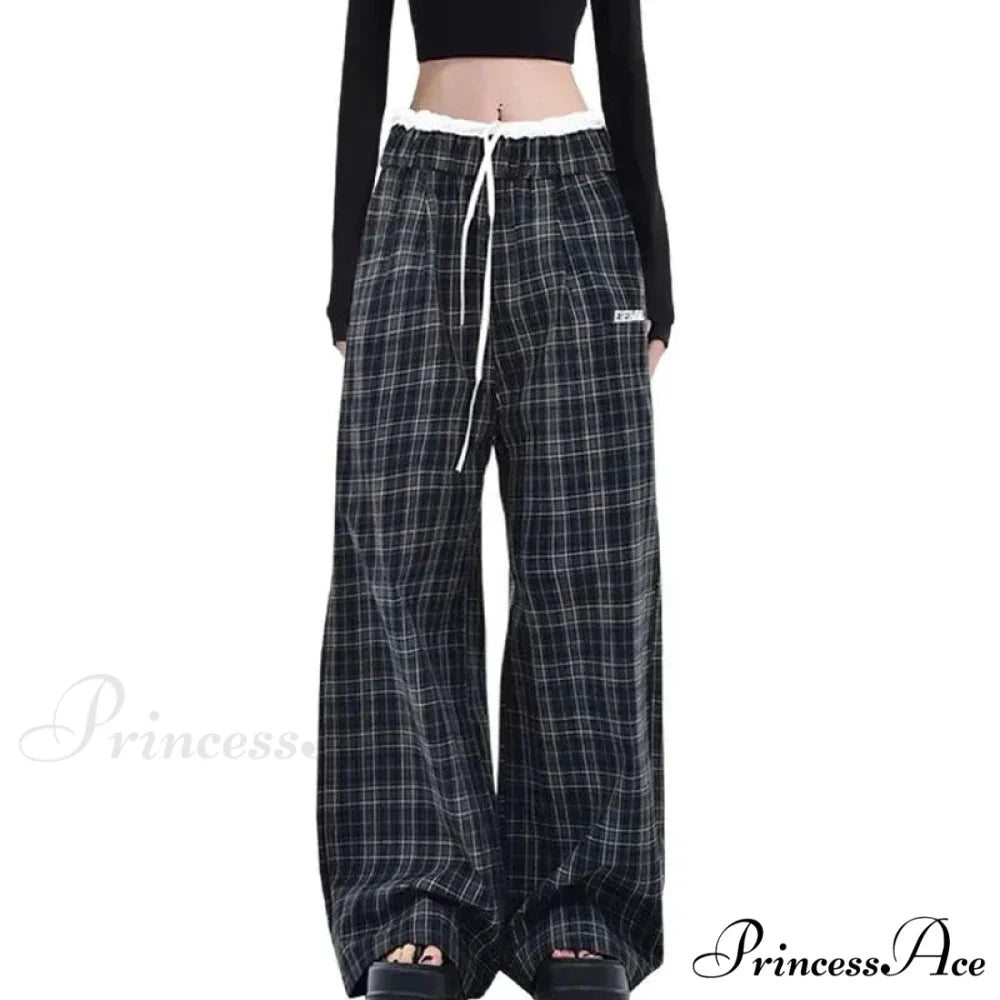 Retro 2000s Tartan Women Sweatpants Trousers pants-241228