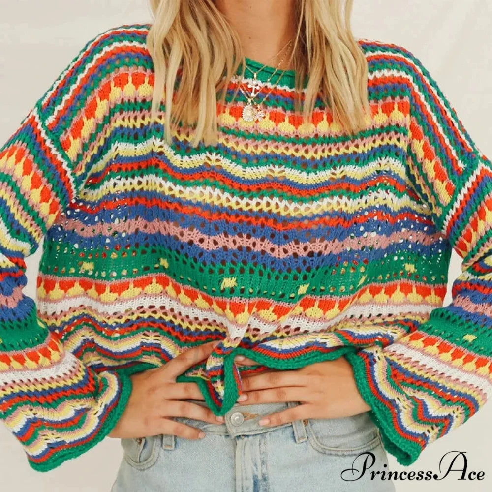 Retro 90s Knitted Bell Sleeves Jumper swraters-241228