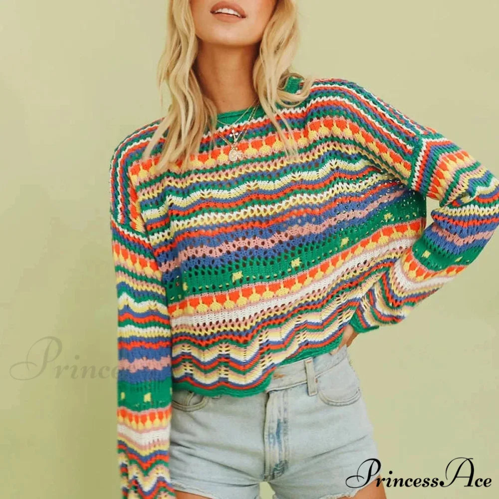 Retro 90s Knitted Bell Sleeves Jumper swraters-241228