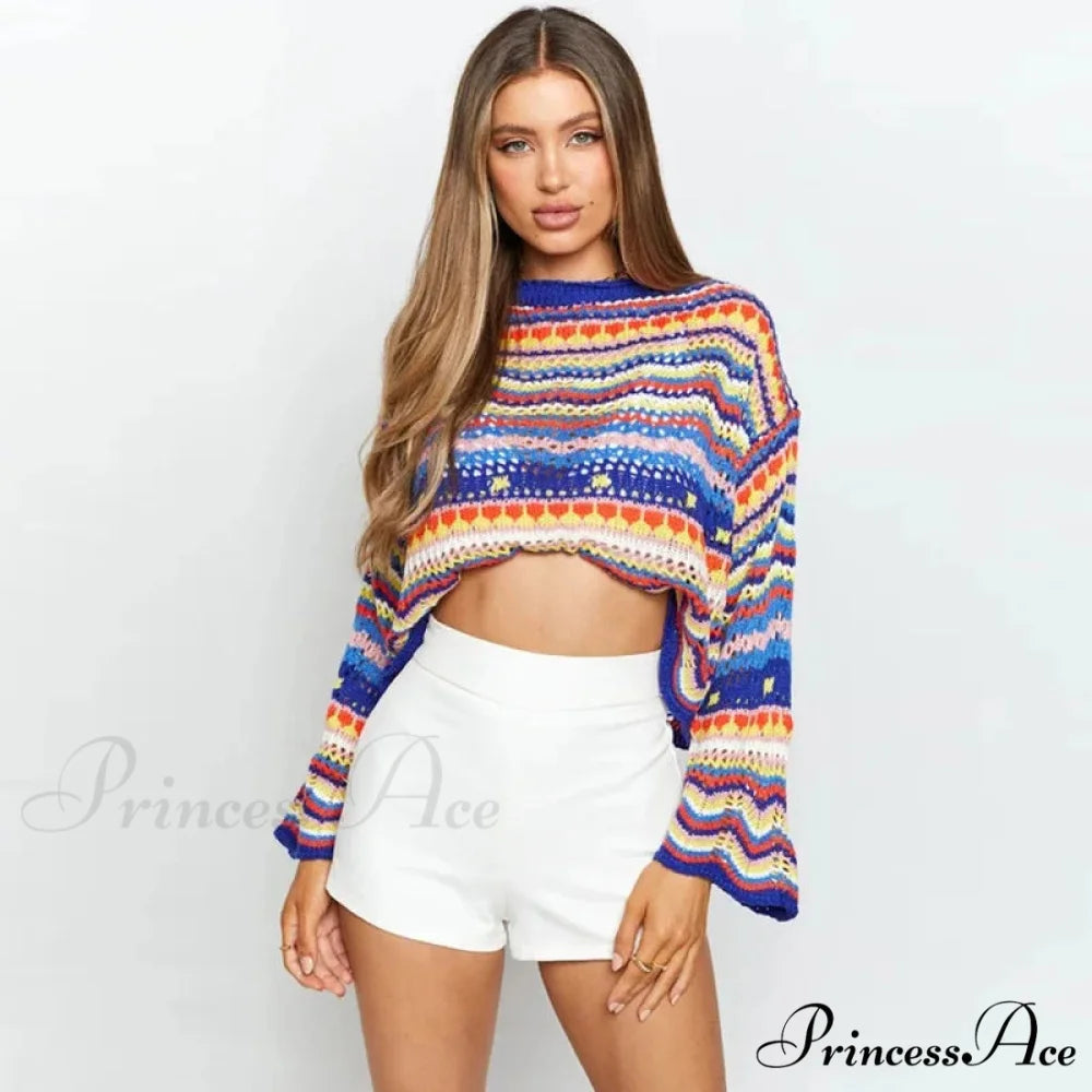 Retro 90s Knitted Bell Sleeves Jumper swraters-241228