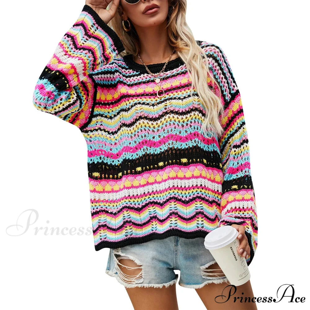 Retro 90s Knitted Bell Sleeves Jumper swraters-241228