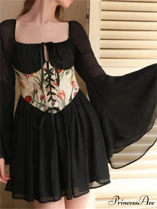 Retro Bandage Corset Petite Dress black / S minidress-250223