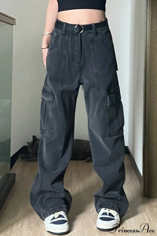 Retro Denim Multi Pocket Cargo Pants